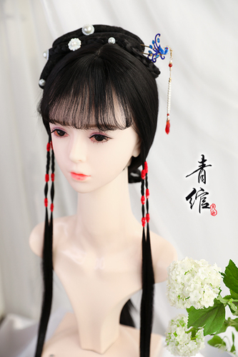 Chinese Hanfu wig princess fairy cosplay hair wig Ming Dynasty Hanfu horse face jacket skirt wig headgear ancient costume cos Lin Daiyu opera wig cover