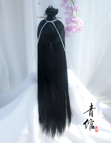 Chinese hanfu warrior prince swordsman cosplay wig for men Ancient style cos ancient costume film night china hanfu black versatile beauty wig headgear and man's hair bun