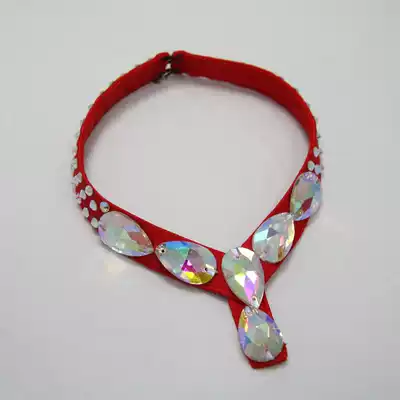 Rose dance 99 red Latin dance dance dress with diamond accessories neckwear red modern dance dress neckwear custom wholesale