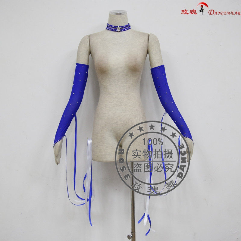 Rose Dance 99 New Blue Ribbon Modern Dance Arm Sleeve Collar Ballroom Dance Latin Dance Set Assembly Accessories Sale