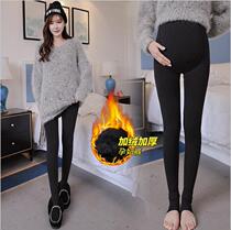 Pregnant women leggings plus velvet thickened pregnant women cotton pants winter belly pants autumn winter warm pants 2021 new winter wear