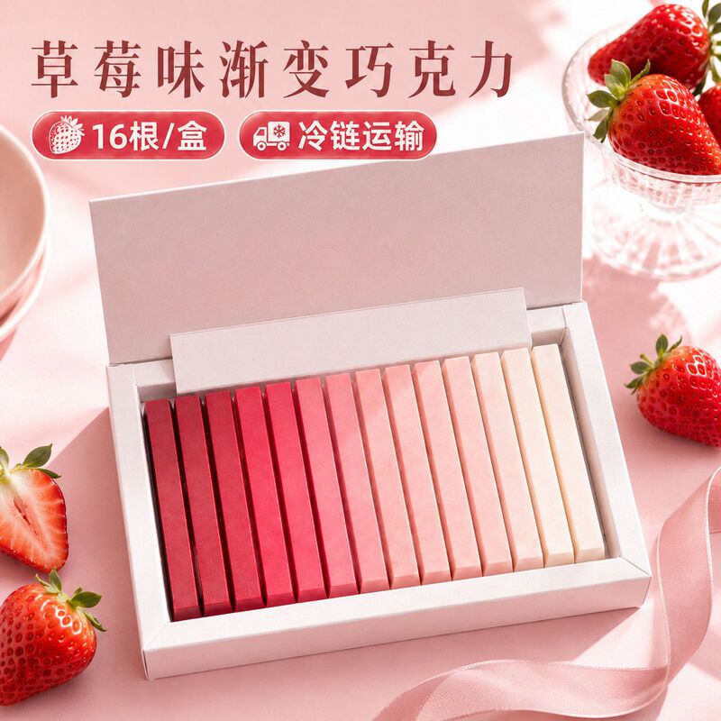 Pure Cocoa Internet-Famous Gradient Strawberry Chocolate Bar, Nanaya Alternative, Valentine's Day Gift Box Pure Cocoa Internet-Famous Gradient Strawberry Chocolate Bar, Nanaya Alternative, Valentine's Day Gift Box