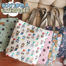 Cute Korean cartoon women shoulder bag waterproof zipper tote bag large capacity environmental shopping bag