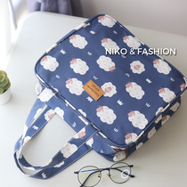 South Korea waterproof Oxford cloth portable small square bag learning supplementary lesson bag Plaid textbook bag handbag student bag