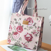 South Korea East Gate retro luxury waterproof Oxford cloth flower casual hand carry Square bag A4 Shoulder bag handbag
