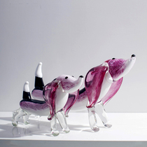Cute Glazed Powder Dog Animal Swing Piece Creative Modern Minima Living Room Bedroom Sample Room Wine Cabinet Decorations Gift-giving Gifts