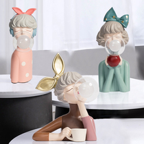 Nordic Cartoon Resin Table Lamp Swing Piece Modern Light Lavish Bedroom Desk Bedside Cute Girl Princess Room Decoration