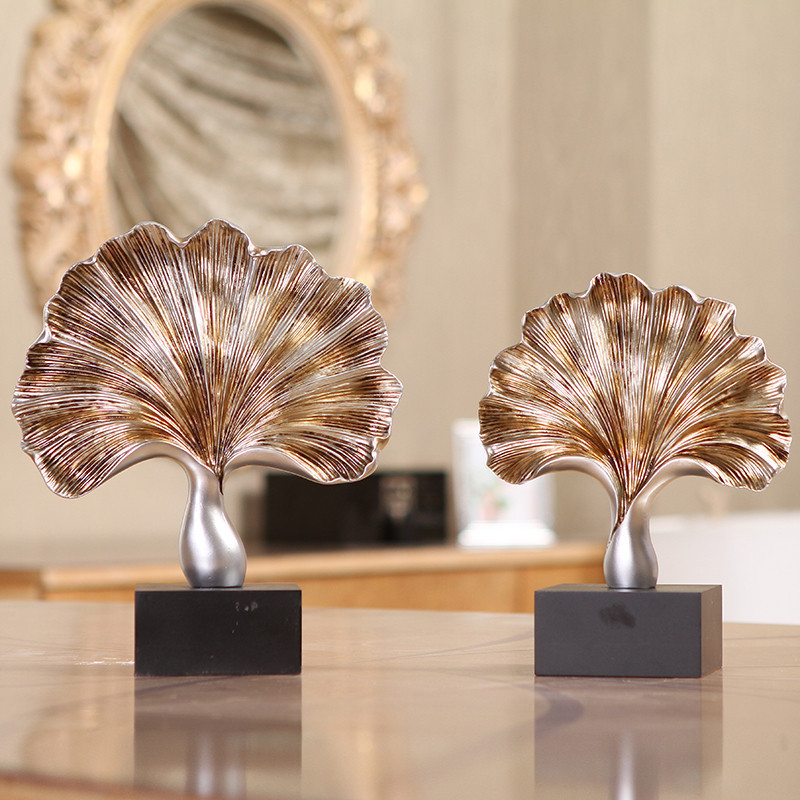 Brief Eu Gingko Leaves Pendulum resin Handicraft Villa Hotel Decent Room Home Residence Ornament Living Room TV Cabinet Hem