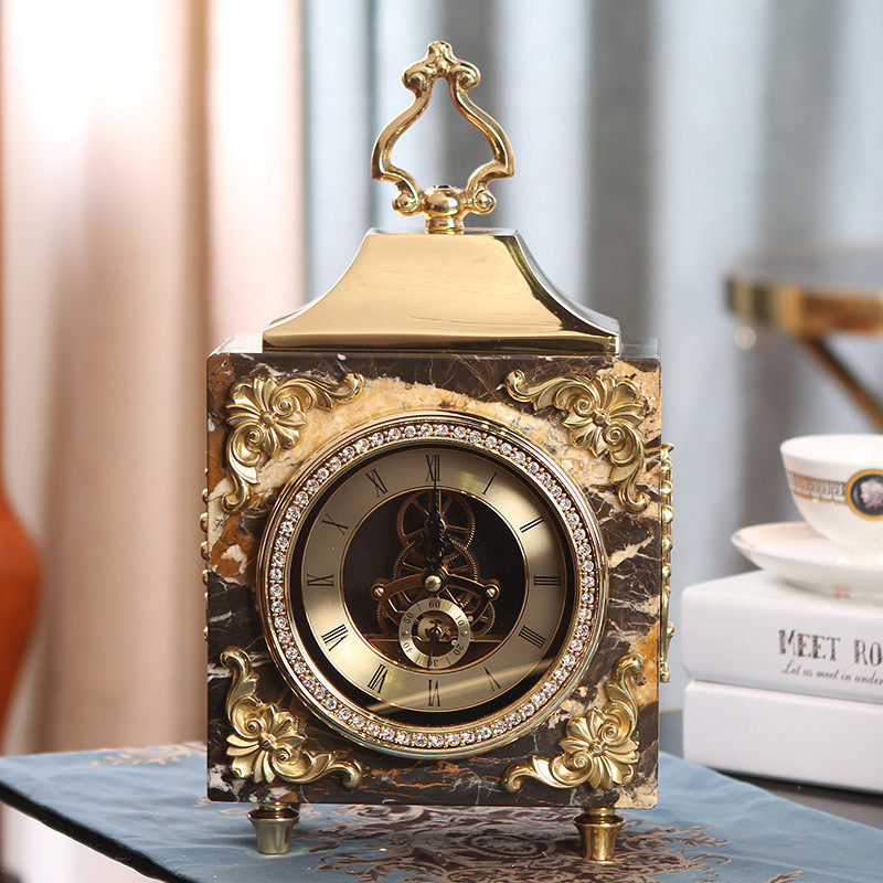 Eurostyle Creative Home Decoration Pint Marble Brass Seat Bell American Extravaganza Living-room Bookroom Bogu Shelf Belfry