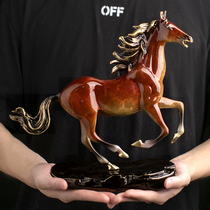 High temperature coloring full copper horse pendulum piece home soft-mounted living-room wine cabinet office decorated horse to successful handiwork