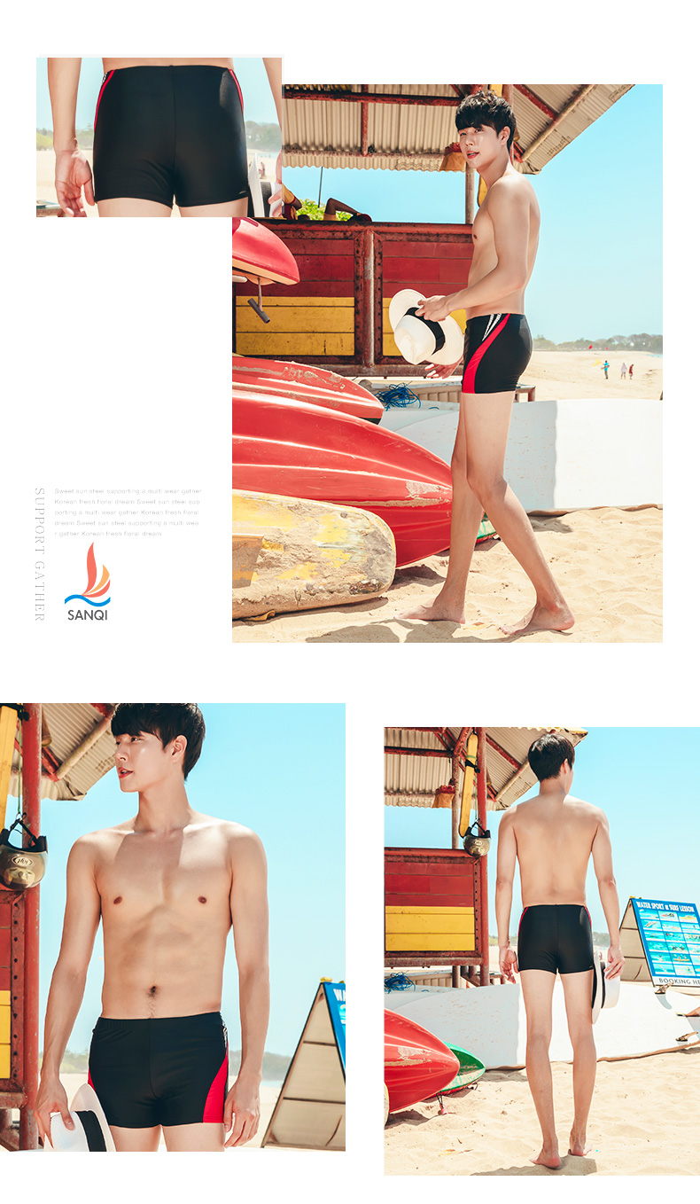 Sanqi 2019 áo tắm mới bơi thân màu đen thời trang boxer eo thấp gợi cảm kích thước lớn chống lỏng quần ngáy bơi nam - Nam bơi đầm quần bơi nam tam giác