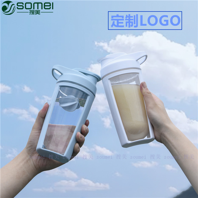 Fashion Portable Protein Powder Milkshake Shake Cup Meal Powder Fitness Band Scale 500ml Plastic Stirring Water Mug