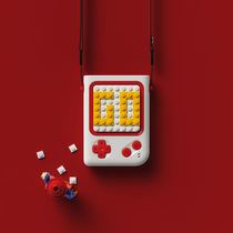 Childrens building blocks holding mini fan students cool dormitory charging hanging neck portable bedside leafless electric fan