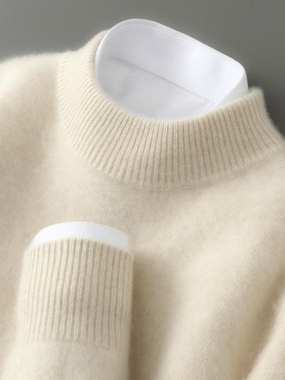 秋冬加厚100%纯羊毛衫男半高领毛衣男士羊绒衫宽松大码针织打底衫