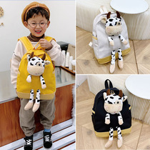 Little Girl Texture Splicing Sail Bag Children Double Shoulder Bag Student Cute Little Bull School Bag Boy Casual Tide Backpack