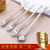 304 Stainless Steel Straw Spoon Coffee Mixing Spoon Madee Tea Spoon Hot Drinking Spoon Residue Juice Flower Tea Filter
