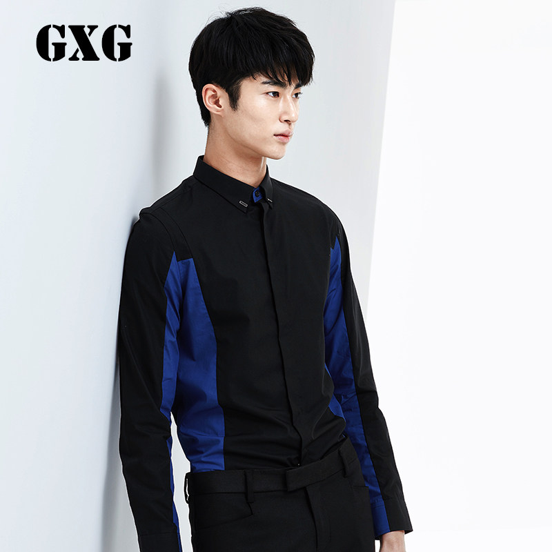 GXG男装 男士韩版时尚衬衣休闲修身长袖衬衫青年潮#53203362
