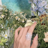 JollyMolly niche designer sterling silver birthday gift for girlfriend light luxury flower sea sterling silver ring index finger ring