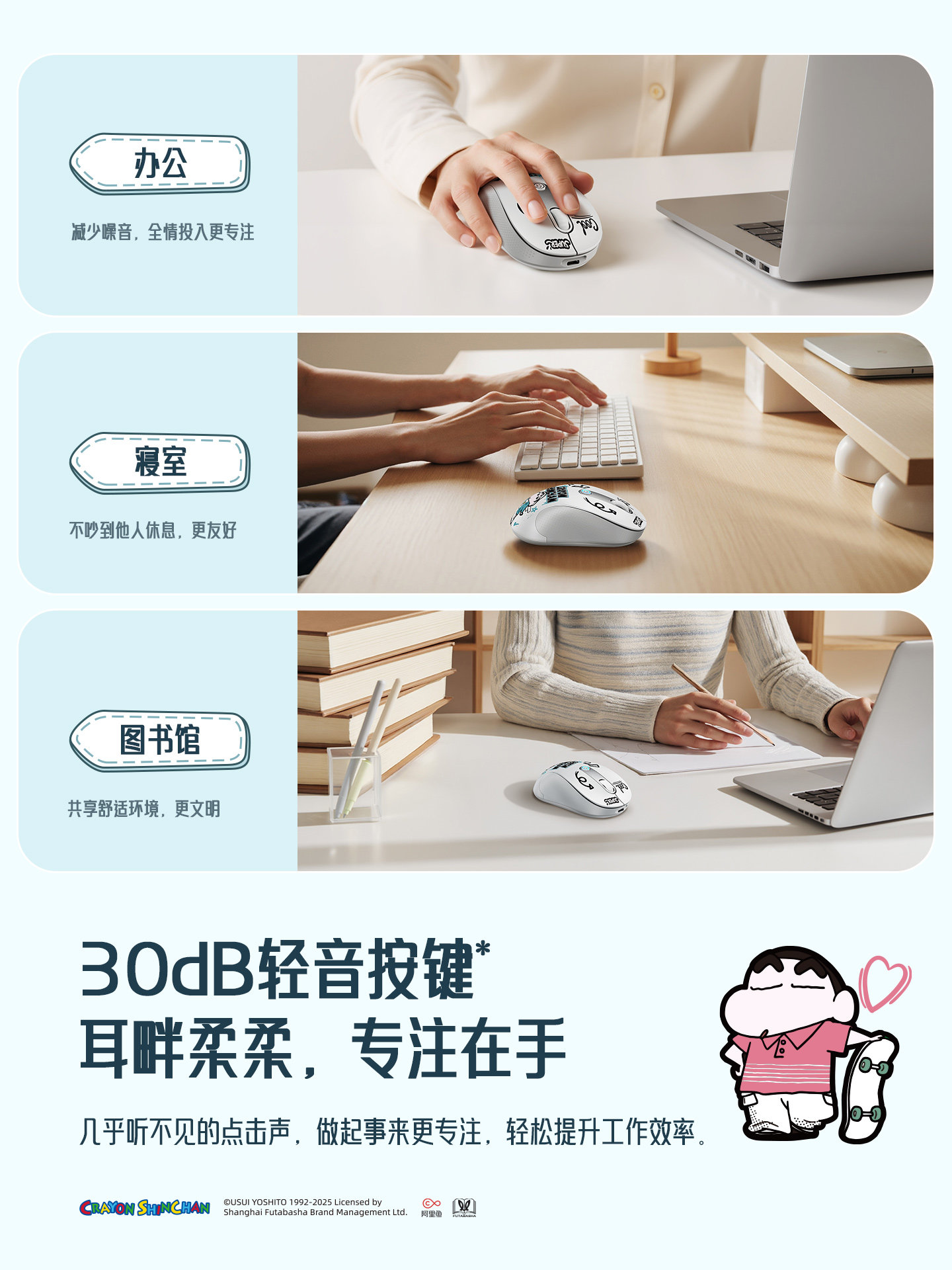 Baseus Crayon Shin-Chan Collaboration Wireless Silent Bluetooth Mouse Compatible with MacBook Laptop Mouse