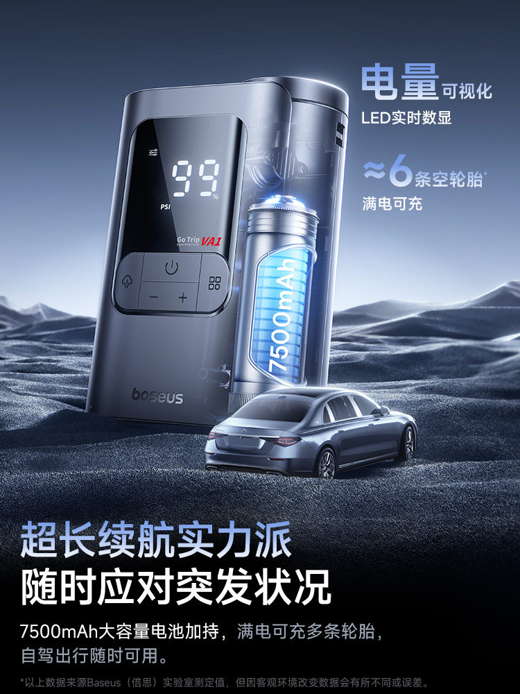 Baseus Car Air Pump Electric Portable Car Air Pump Portable Car Air Pump Tire with Tire Pressure Measurement