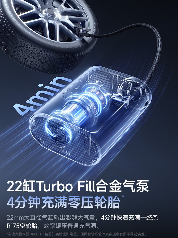 Baseus Car Air Pump Electric Portable Car Air Pump Portable Car Air Pump Tire with Tire Pressure Measurement