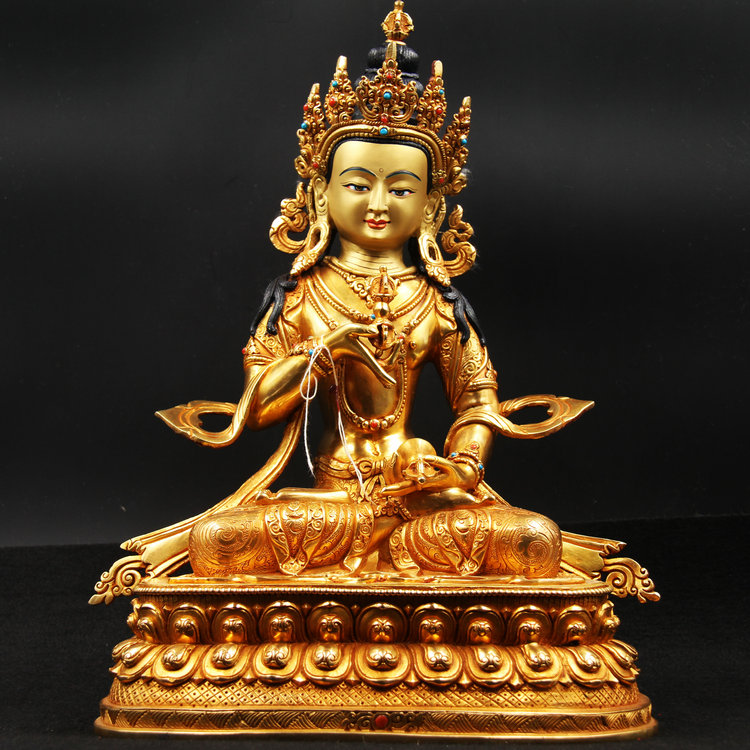Tibetan Buddhism Nepal Gilt bronze carved pattern Buddha Statue Vajrasattva Buddha Statue 1 foot