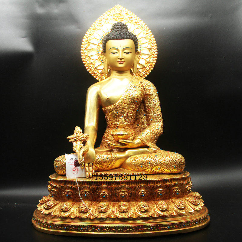 Tibetan Spread Nepal Red Copper gold with backlight Buddhist Buddha statue Buddha statue of Buddha One ruler 5