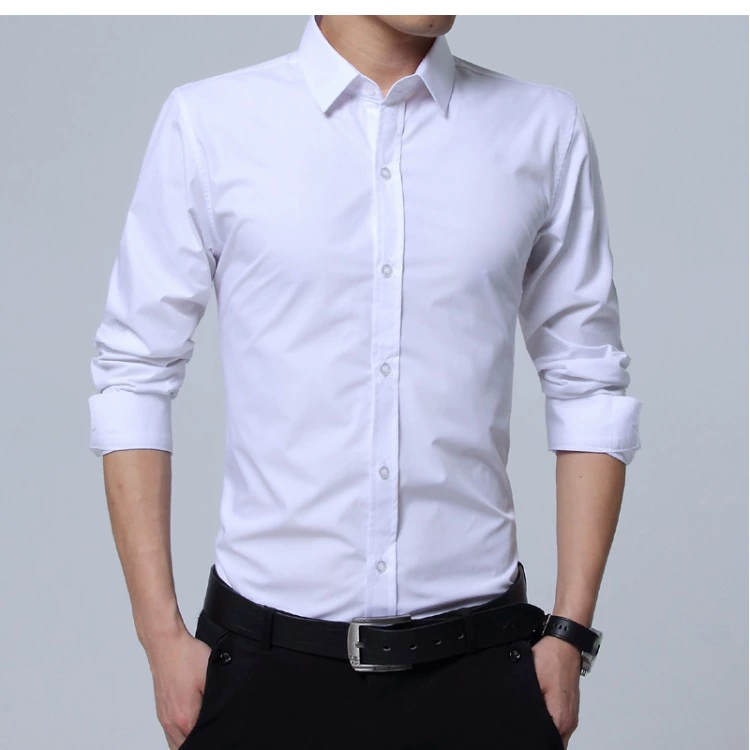 Mùa thu nam Áo sơ mi dài tay Hàn Quốc Slim Business Casual Áo sơ mi đen dành cho nam áo khoác sơ mi nam