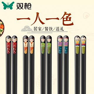 Double-gun chopsticks household Japanese alloy antibacterial, effective, mildew-proof, non-slip, high-temperature resistant, one person, one chopstick flagship 2021 new