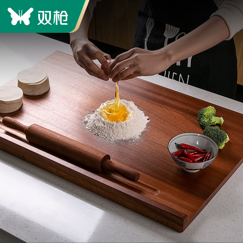Double gun rolling board cutting board solid wood panel household and panel occupation panel chopping board cutting board non-stick board large