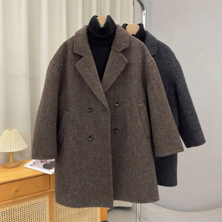 Korean Uamtor New Double-Sided Cashmere Coat for Boys, Autumn and Winter Mid-Length Fashionable Suit, Children's Wool Jacket