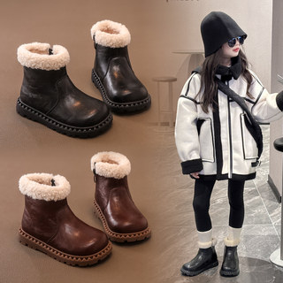 Korean Uamtor Girls' Short Boots Winter 2025 New Children's Korean Style Furry Boots Fashionable Non-Slip Soft-Soled Cotton Boots