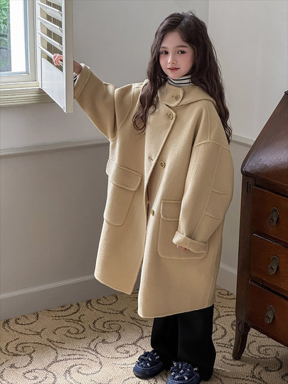 Korean Uamtor Girls' Double-Sided Cashmere Coat 2025 New Autumn and Winter Rich Girl Mid-Length High-End Coat