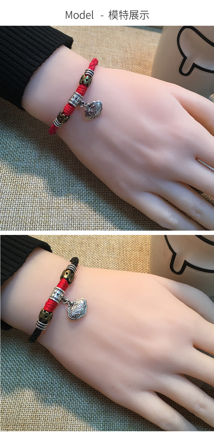 Vòng chân nữ đồng tiền retro dây đỏ dệt chuông đơn giản phong cách cổ điển 2019 vận chuyển gợi cảm cuộc sống năm tặng heo năm lắc chân nữ hàn quốc