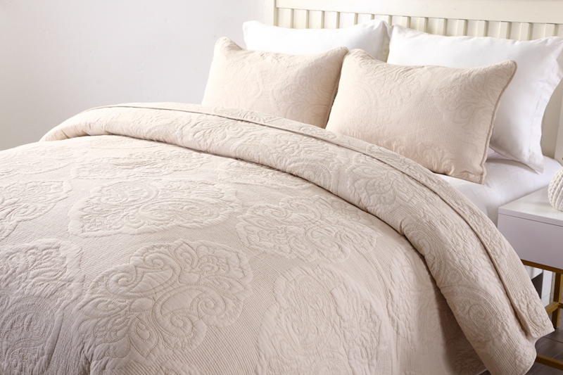 QUILT tăng ba mảnh màu thêu bông giường bông bao gồm mảnh duy nhất của điều hòa không khí lanh kép là Continental - Trải giường ga giường đơn