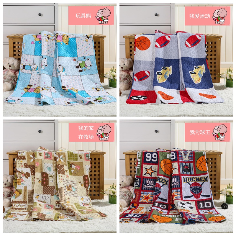 Tấm bông mảnh duy nhất bông phim hoạt hình bởi bé trải giường cotton nap quilt chần chăn có thể giặt