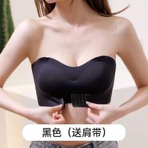 White no shoulder strap lingerie female summer thin breast slim breasted with non-slip invisible smear bra hood anti-walk light