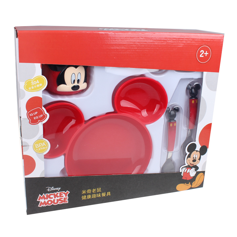 Disney Children's Tableware Set Gift Box Mickey Corn Chopsticks Fork Spoon Plate 304 Stainless Steel Cup for Toddlers 3 Years Old