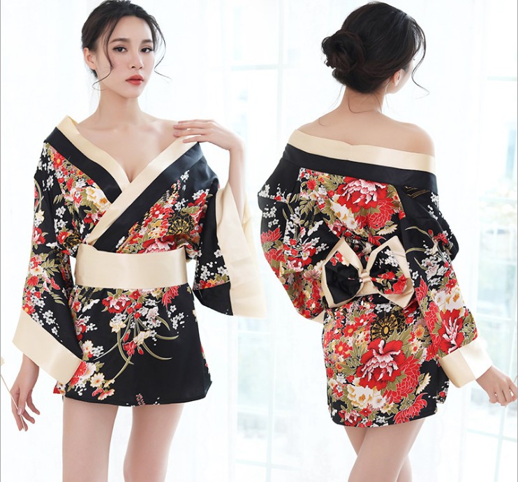 Nữ mùa hè đồ ngủ gợi cảm kimono Nhật Bản hoa anh đào gợi cảm đồ lót phối cảnh tâm trạng quần áo người cám dỗ đồng phục phù hợp với váy ngủ váy ngủ dài tay