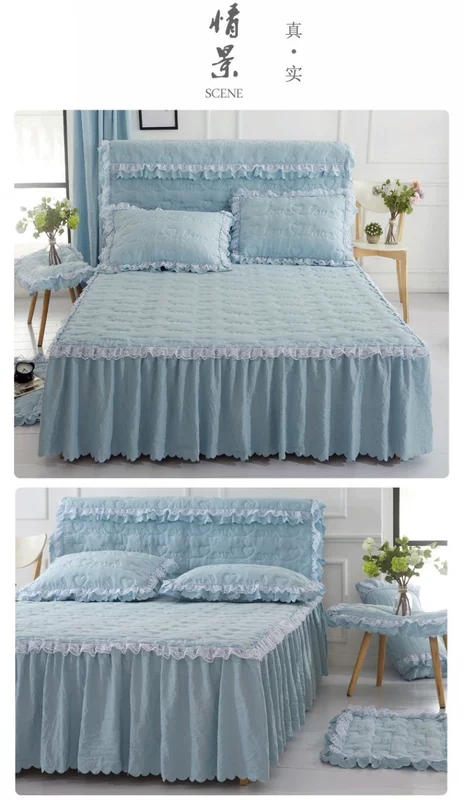 Bedspread giường váy mảnh duy nhất rửa bông chần giường váy giường bìa Simmons bảo vệ bìa non-slip khỏa thân ngủ giường mui xe giường váy