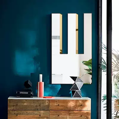 Highlights Home decoration E-shaped mirror atmospheric creative Villa Joker wind wall hanging decorative mirror porch background wall high-end mirror