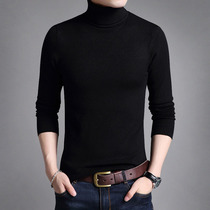 Fall new mens long sleeves T-shirt slim fit pure color beating bottom high collar knit cardiovert Korean version sashimi boomers