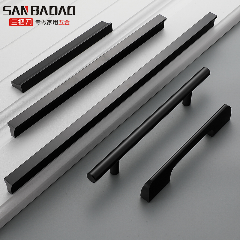 Wardrobe Handle Cabinet Door Black Modern Minima Nordic Space Aluminum Cabinet Lengthened Drawer Handle Long Handle Shoes Cabinet-Taobao