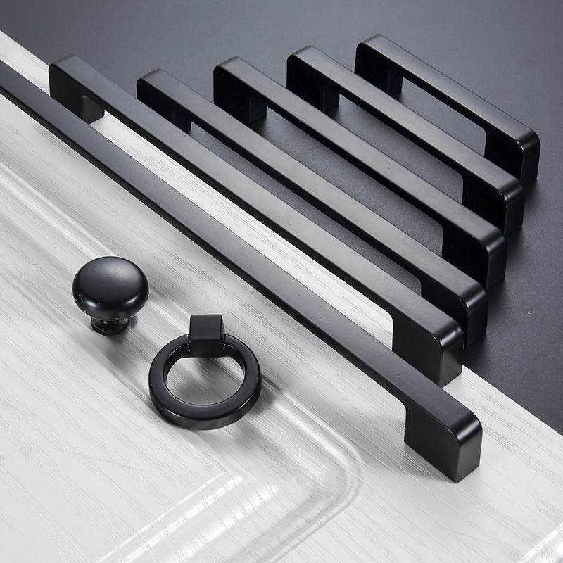 Handle Cabinet Door Modern Simple Black Stainless Steel Long