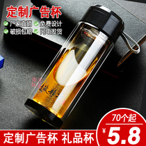 Water Cup Custom Logo Print Character Practical Event Gift Advertising Cup Custom Double with lid glass Cup cup cup