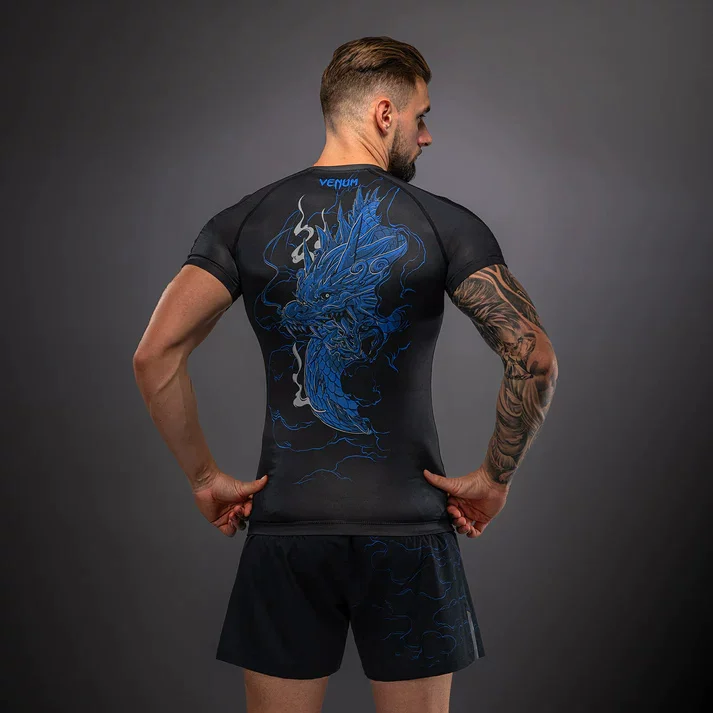 Футболка с коротким рукавом для тренировки боя/дзюдо Venum Thunder Dragon, боксерское и смешанное искусство, тесная посадка, короткий рукав