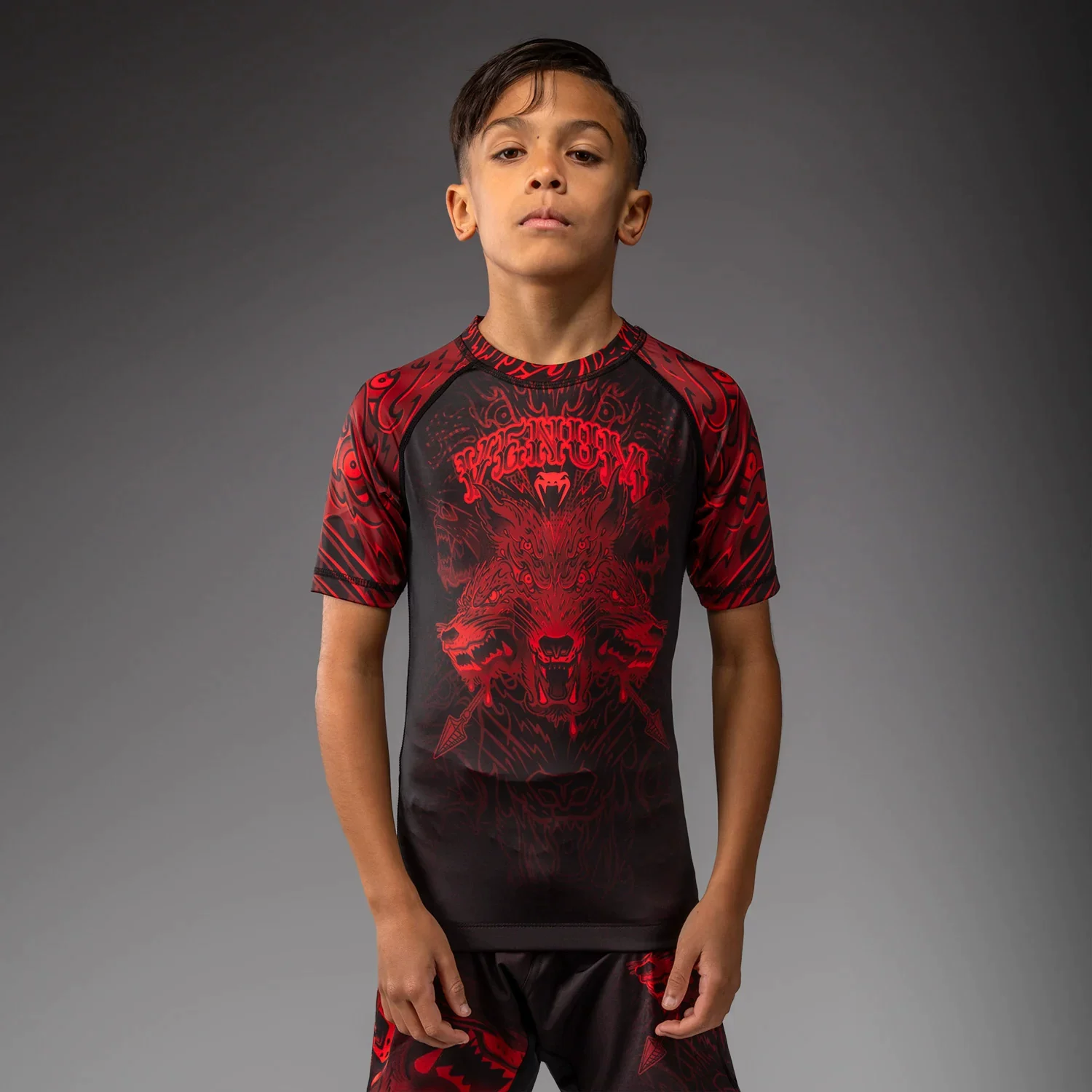 VENUM WOLF ATAK children's Muay Thai fighting Sanda tight short-sleeved confrontation training MMA Jiu-Jitsu wear-resistant clothing