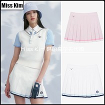 Corée du Sud SOPHCAPE Golf Womens Dress 24 Summer 100 Pleats Striped Half Body Skirt Short Skirt Goolf