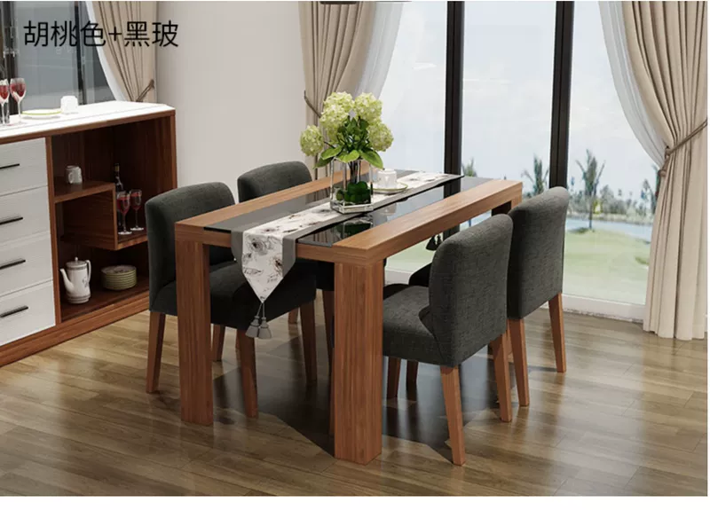Kết hợp bàn ghế ăn kính cường lực đơn giản và hiện đại, bàn ăn cho 6 người, căn hộ nhỏ, bàn ăn hình chữ nhật cho 4 người, bàn ăn - Bàn