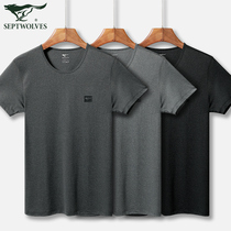 Seven Wolves Men Short Sleeve Ice Silk Trendy Type T-Shirt Summer Lining Clothing Thin Stretch Mesh 2019 New